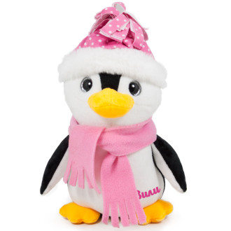 Плюшен пингвин с шапка и шал с Надпис