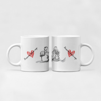Комплект керамични чаши за двама - Love story