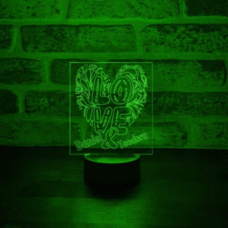 3D LED Нощна лампа - Любов