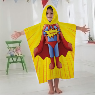 Детско пончо с ИМЕ - Дизайн Супермен