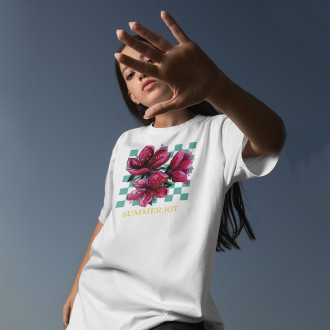 Бяла тениска Лятна свежест - Цветя