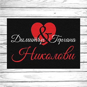 Изтривалка за врата с НАДПИС - Сърце с имена — изглед 3