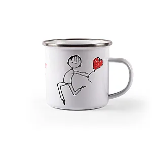 Комплект емайлирани канчета за двама - I love you! — изглед 2