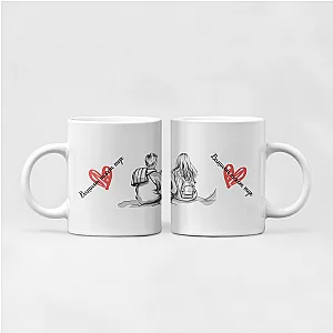Комплект керамични чаши за двама - Love story — изглед 1