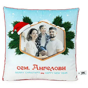Възглавница с ваша Снимка и Надпис - Цялото семейство — изглед 1