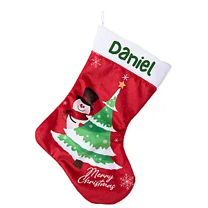 Коледен чорап Снежен човек /Merry Christmas/ с Надпис — изглед 2