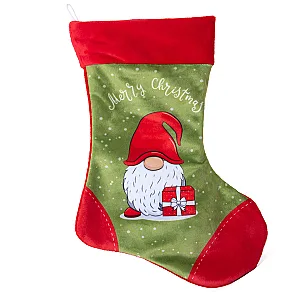 Зелен Коледен чорап с елф /Merry Christmas/ с Надпис — изглед 3