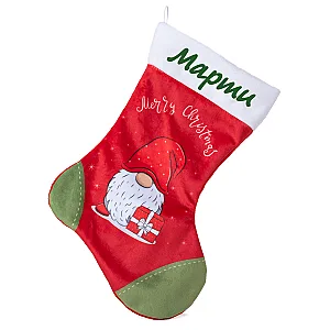 Червен Коледен чорап с елф /Merry Christmas/ с Надпис — изглед 1