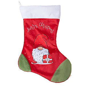 Червен Коледен чорап с елф /Merry Christmas/ с Надпис — изглед 3