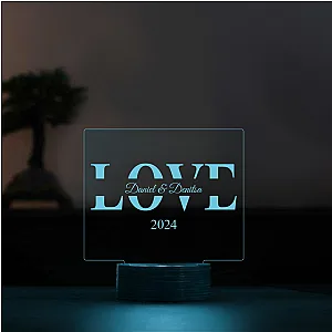 3D лед лампа - LOVE (6 цвята) — изглед 1