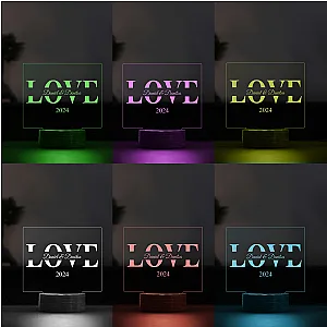 3D лед лампа - LOVE (6 цвята) — изглед 3