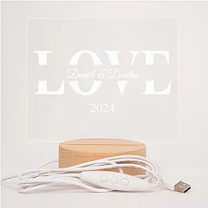 3D лед лампа - LOVE (6 цвята) — изглед 4